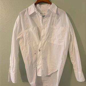 Cissa White Boyfriend Wrap Shirt